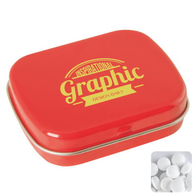 FLAT HINGED TIN with Dextrose Mints in Red