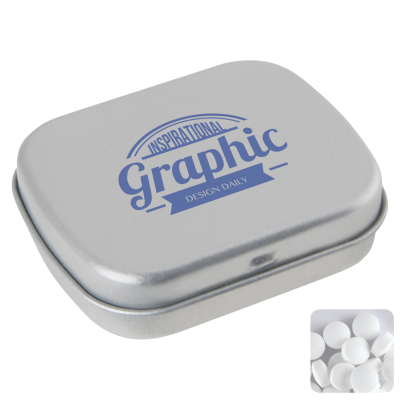 FLAT HINGED TIN with Dextrose Mints in Silver