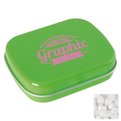 FLAT HINGED TIN with Sugar Free Mints in Pale Green