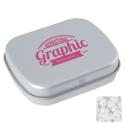 FLAT HINGED TIN with Sugar Free Mints in Pale Grey