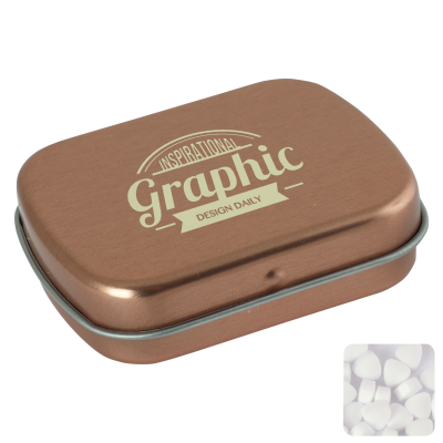 FLAT HINGED TIN with Sugar Free Mints in Rose Gold