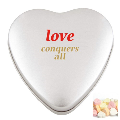 LARGE HEART TIN with Heart Sweets in Silver