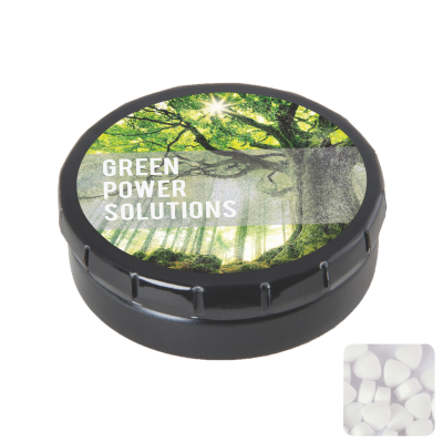 ROUND CLICK TIN with Sugar Free Mints in Black
