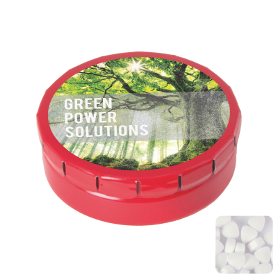 ROUND CLICK TIN with Sugar Free Mints in Red