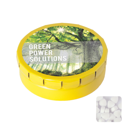 ROUND CLICK TIN with Sugar Free Mints in Yellow