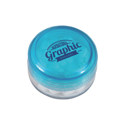 ROUND POT with Sugar Free Mints in Light Blue