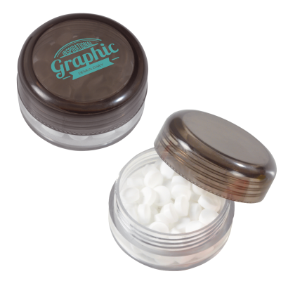 ROUND POT with Sugar Free Mints in Pale Grey