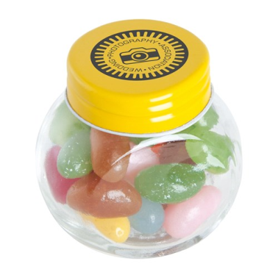 SMALL GLASS JAR with Jelly Beans in Yellow