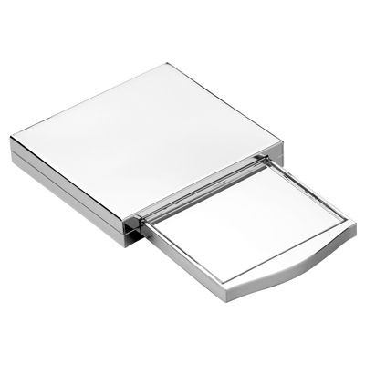 FOLDING METAL LADIES COMPACT MIRROR in Silver