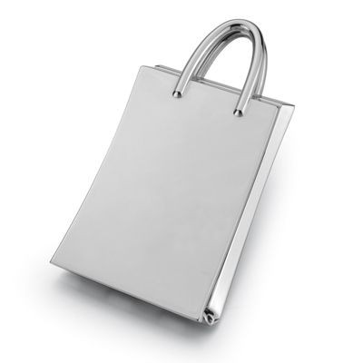 HANDBAG SHAPE METAL LADIES COMPACT MIRROR in Silver