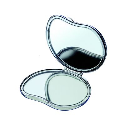 HEART DOUBLE METAL LADIES HANDBAG COMPACT MIRROR in Silver