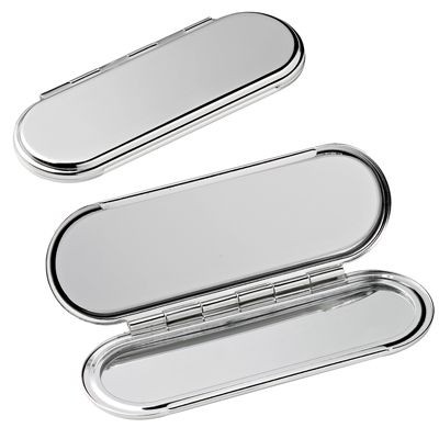 LUNA SILVER METAL COMPACT POCKET MIRROR