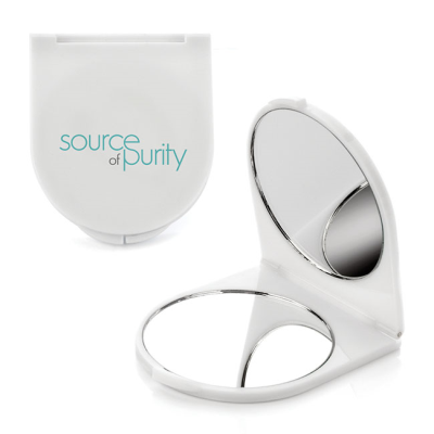 WHITE PLASTIC COMPACT MIRROR