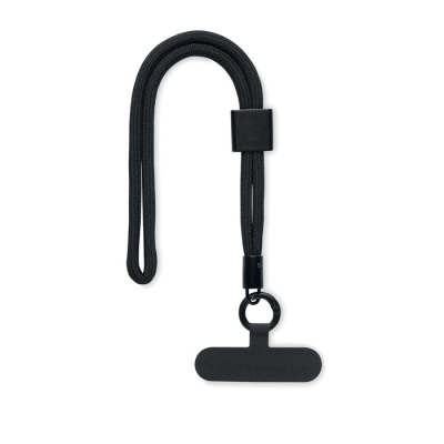RPET PHONE WRIST CORD in Black - PROMOTIONAL CORPORATE GIFT