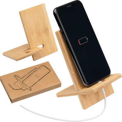 BAMBOO MOBILE PHONE HOLDER in Beige