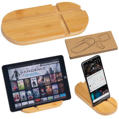 BAMBOO TABLET AND SMARTPHONE HOLDER in Beige
