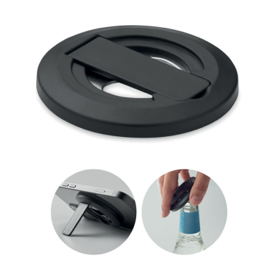 MOBILE PHONE HOLDER AND BOTTLE OPENER in Black