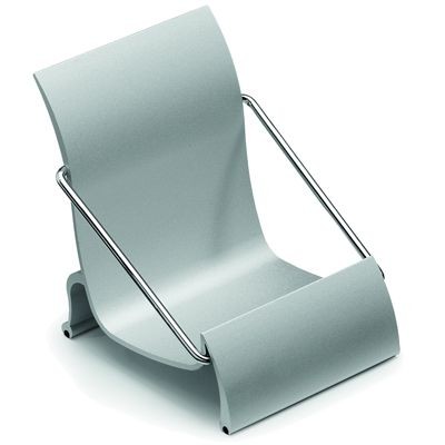 SATIN ALUMINIUM SILVER METAL MOBILE PHONE HOLDER STAND in Chair Shape