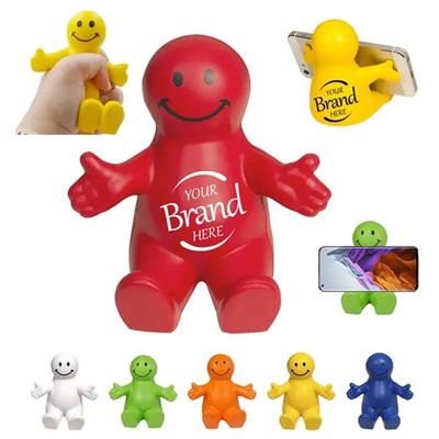 SQUEEZABLE SMILE FACE MOBILE PHONE HOLDER - PROMOTIONAL CORPORATE GIFT