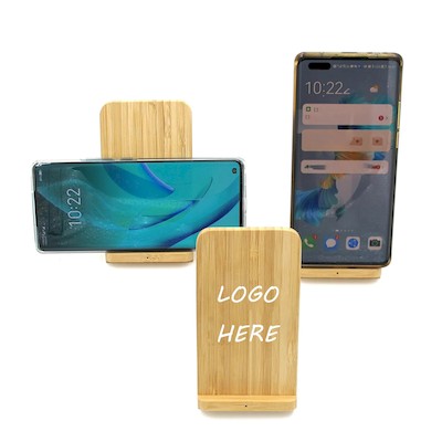 WOOD CORDLESS CHARGER PHONE STAND - PROMOTIONAL CORPORATE GIFT