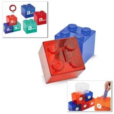 CUBE BLOCK BANK SAVE SPEND SHARE PIGGY - PROMOTIONAL CORPORATE GIFT