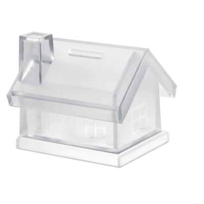 PLASTIC HOUSE COIN BANK in White