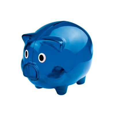 PLASTIC TRANSLUCENT PIGGY BANK MONEY BOX in Blue