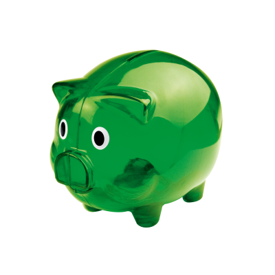 PLASTIC TRANSLUCENT PIGGY BANK MONEY BOX in Green