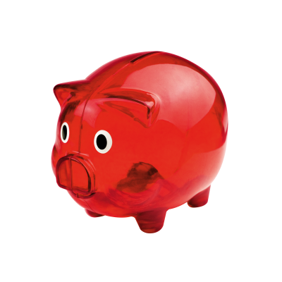 PLASTIC TRANSLUCENT PIGGY BANK MONEY BOX in Red