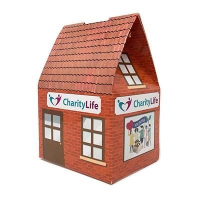 RECYCLED CARD HOUSE SHAPE MONEY BOX