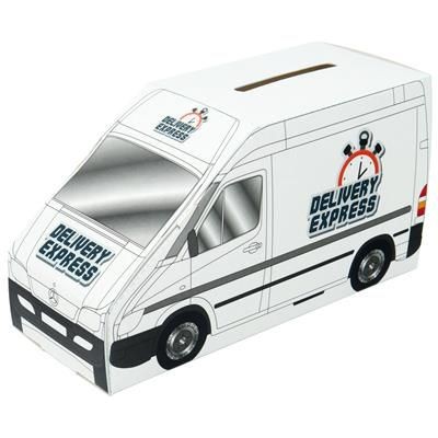 RECYCLED CARD VAN SHAPE MONEY BOX