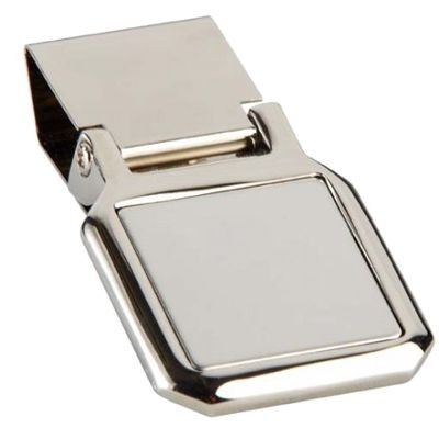 CLIPPER MONEY CLIP in Silver Chrome Metal with Satin Inlay