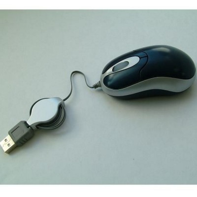RETRACTABLE OPTICAL MOUSE in Black & Silver