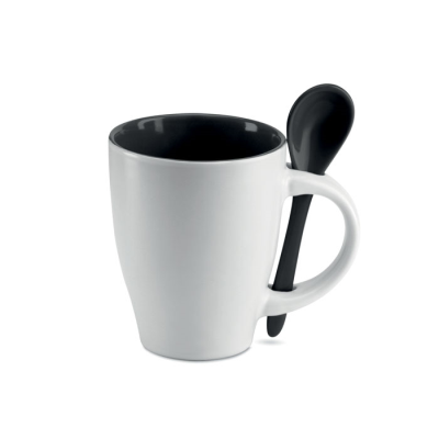 BICOLOUR MUG with Spoon 250 Ml in Black
