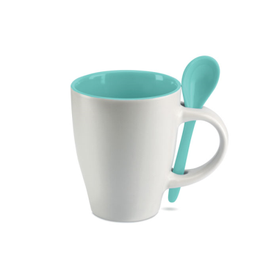 BICOLOUR MUG with Spoon 250 Ml in Blue