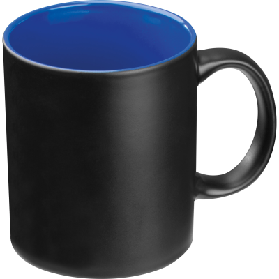 BLACK MUG with Colored Inside in Blue
