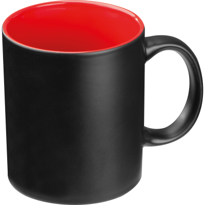 BLACK MUG with Colored Inside in Red