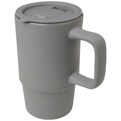 CARTER 450 ML CERAMIC POTTERY MUG with Plastic Lid