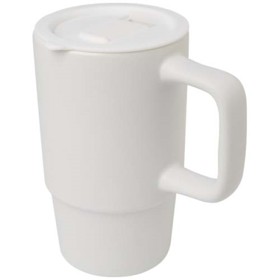 CARTER 450 ML CERAMIC POTTERY MUG with Plastic Lid