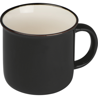 CERAMIC POTTERY CUP, 350ML in Black