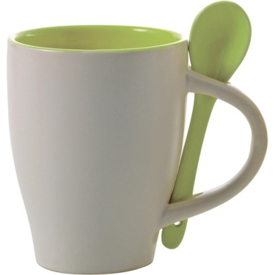 COFFEE MUG with Spoon in Lime