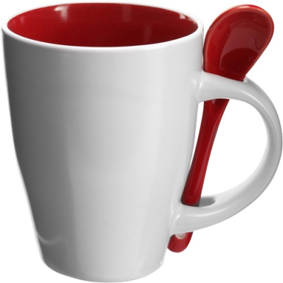 COFFEE MUG with Spoon in Red
