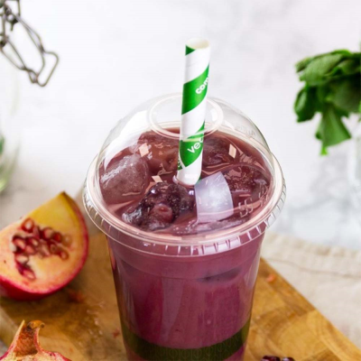 COMPOSTABLE DOMED CUP LID with Straw Hole (Fits 20Oz)