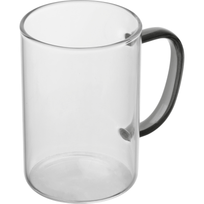 GLASS MUG with Colour Handle in Black