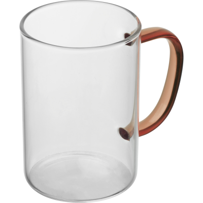 GLASS MUG with Colour Handle in Red