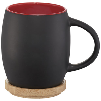 HEARTH 400 ML CERAMIC POTTERY MUG with Wood Coaster