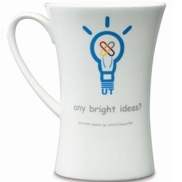 HOURGLASS BONE CHINA MUG in White