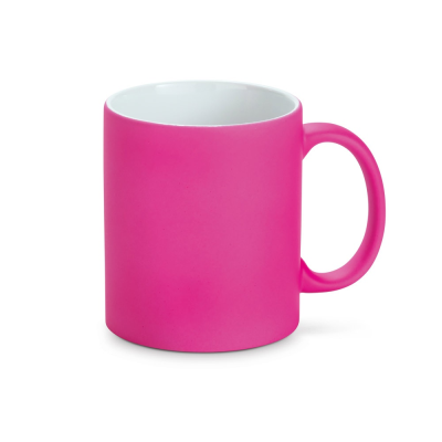 LYNCH 350 ML NEON FLUORESCENT FINISH CERAMIC POTTERY MUG in Pink