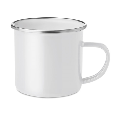 METAL MUG with Enamel Layer in White