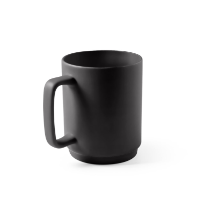 MIGHTY CERAMIC POTTERY MUG with Cylindrical Body 330 Ml in Black